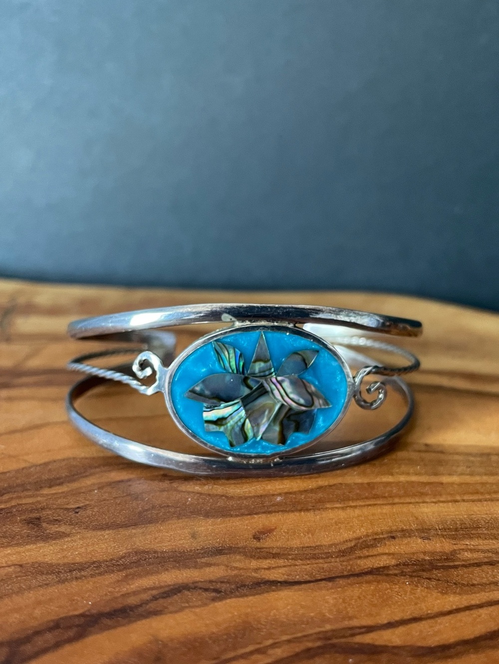 Vintage Mexican alpaca silver cuff bracelet